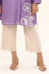 Buy_ORIGANI_Purple Chanderi Silk Lining Cotton Applique Flora Bloom Stand Kurta With Pant _Online_at_Aza_Fashions