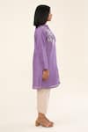 Shop_ORIGANI_Purple Chanderi Silk Lining Cotton Applique Flora Bloom Stand Kurta With Pant _at_Aza_Fashions