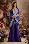 Saniya Sharma_Purple Kurta And Sharara Silk Embroidery Sequin Cape Open Scallop Border Set _Online_at_Aza_Fashions