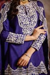 Buy_Saniya Sharma_Purple Kurta And Sharara Silk Embroidery Sequin Cape Open Scallop Border Set _Online_at_Aza_Fashions