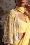 Shop_Saniya Sharma_Yellow Saree And Blouse Chiffon Embellished Bead Pre-draped Set With Cape _Online_at_Aza_Fashions