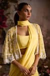 Saniya Sharma_Yellow Saree And Blouse Chiffon Embellished Bead Pre-draped Set With Cape _at_Aza_Fashions