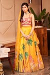 Buy_Swish By Dolcy And Simran_Yellow Chanderi Embroidered Thread Aditi Nature Patchwork Lehenga Set _at_Aza_Fashions