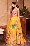 Buy_Swish By Dolcy And Simran_Yellow Chanderi Embroidered Thread Aditi Nature Patchwork Lehenga Set _Online_at_Aza_Fashions