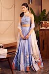 Buy_Swish By Dolcy And Simran_Purple Chanderi Embroidered Thread Cut-out Ilia Patchwork Lehenga Set _at_Aza_Fashions