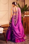 Shop_Swish By Dolcy And Simran_Purple Chanderi Embroidered Thread Aishwarya Elephant Patchwork Lehenga Set _at_Aza_Fashions