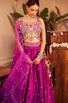 Buy_Swish By Dolcy And Simran_Purple Chanderi Embroidered Thread Aishwarya Elephant Patchwork Lehenga Set _Online_at_Aza_Fashions