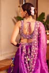 Shop_Swish By Dolcy And Simran_Purple Chanderi Embroidered Thread Aishwarya Elephant Patchwork Lehenga Set _Online_at_Aza_Fashions