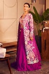 Swish By Dolcy And Simran_Purple Georgette Embroidered Radha Lehenga Set With Floral Patchwork Jacket _Online_at_Aza_Fashions