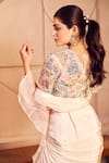 Shop_Swish By Dolcy And Simran_Ivory Crepe Embellished Sequin Meera Solid Pre-draped Ruffle Saree With Blouse _at_Aza_Fashions