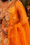 Swish By Dolcy And Simran_Orange Kora Organza Embellishment Shabnam Embroidered Kalidar Lehenga Set _Online_at_Aza_Fashions