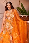 Swish By Dolcy And Simran_Orange Kora Organza Embellishment Shabnam Embroidered Kalidar Lehenga Set _at_Aza_Fashions