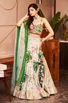 Buy_Swish By Dolcy And Simran_Green Kora Organza Embellishment Flora And Mumtaaz & Embroidered Lehenga Set _at_Aza_Fashions