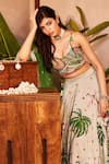 Swish By Dolcy And Simran_Green Kora Organza Embellishment Flora And Mumtaaz & Embroidered Lehenga Set _Online_at_Aza_Fashions