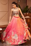 Buy_Swish By Dolcy And Simran_Pink Chanderi Madhubala At Sunset Embroidered Lehenga With Bustier _at_Aza_Fashions