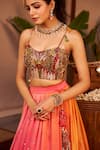 Swish By Dolcy And Simran_Pink Chanderi Madhubala At Sunset Embroidered Lehenga With Bustier _at_Aza_Fashions