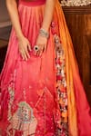 Buy_Swish By Dolcy And Simran_Pink Chanderi Madhubala At Sunset Embroidered Lehenga With Bustier 