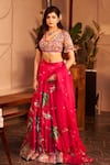 Buy_Swish By Dolcy And Simran_Pink Kora Organza Embellishment Arzoo Palm Tree And Embroidered Lehenga Set _at_Aza_Fashions