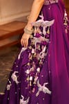 Buy_Swish By Dolcy And Simran_Purple Dupion Silk Embellishment Bird V-neck Indrani Embroidered Lehenga Set 