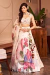 Buy_Swish By Dolcy And Simran_Ivory Kora Organza Embellishment Floral Queen Nargis Embroidered Lehenga Set _at_Aza_Fashions