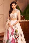 Swish By Dolcy And Simran_Ivory Kora Organza Embellishment Floral Queen Nargis Embroidered Lehenga Set _at_Aza_Fashions