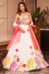 Buy_Swish By Dolcy And Simran_Ivory Kora Organza Embellishment Floral Meher Sequins Embroidered Lehenga Set _at_Aza_Fashions