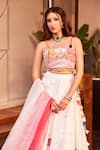 Shop_Swish By Dolcy And Simran_Ivory Kora Organza Embellishment Floral Meher Sequins Embroidered Lehenga Set _Online_at_Aza_Fashions