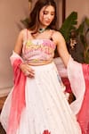 Swish By Dolcy And Simran_Ivory Kora Organza Embellishment Floral Meher Sequins Embroidered Lehenga Set _at_Aza_Fashions