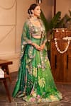 Buy_Swish By Dolcy And Simran_Green Kora Organza Embellishment Flora And Urvashi & Embroidered Lehenga Set _at_Aza_Fashions