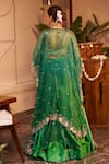 Shop_Swish By Dolcy And Simran_Green Kora Organza Embellishment Flora And Urvashi & Embroidered Lehenga Set _at_Aza_Fashions