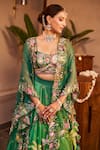 Buy_Swish By Dolcy And Simran_Green Kora Organza Embellishment Flora And Urvashi & Embroidered Lehenga Set 