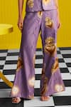 ZiP by Payal & Zinal_Purple Cotton Printed Love Bug Collar Top And Pant Set _Online_at_Aza_Fashions