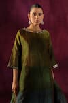 Shop_Twenty Nine_Green Tissue Embellished Mirror Boat Neck Neckline Kurta And Flared Pant Set _Online_at_Aza_Fashions