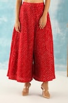 Buy_Twenty Nine_Red Gajji Silk Woven Bandhani High Waist Flared Pant _Online_at_Aza_Fashions