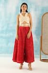 Shop_Twenty Nine_Red Gajji Silk Woven Bandhani High Waist Flared Pant _Online_at_Aza_Fashions