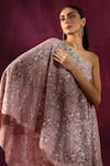 Buy_Twenty Nine_Pink Lace Embellished Mirror Asymmetric Neckline Cape 