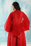 Shop_Twenty Nine_Red Silk Woven Raidaana Bandhani Open Scarf Cape _at_Aza_Fashions