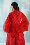 Shop_Twenty Nine_Red Organza Woven Raidaana Bandhani Open Cape _at_Aza_Fashions