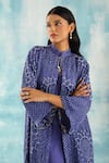 Shop_Twenty Nine_Blue Silk Embroidery Mirror V Neck Neckline Shift Dress _Online_at_Aza_Fashions