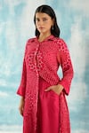 Shop_Twenty Nine_Red Silk Woven Floral Bandhani Collared Neck Jacket _Online_at_Aza_Fashions