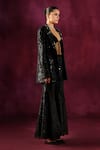 Buy_Twenty Nine_Black Georgette Embroidery Mirror Front Open Abstract Blazer _Online_at_Aza_Fashions