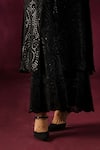 Twenty Nine_Black Georgette Embroidery Mirror Work Flared Palazzo _Online_at_Aza_Fashions