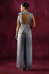 Shop_Twenty Nine_Grey Mushroom Twill Satin Embellished Mirror Wrap Around Pant _at_Aza_Fashions