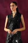 Twenty Nine_Black Georgette Embroidery Mirror Work Embellished Sharara _Online_at_Aza_Fashions