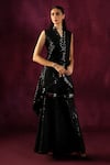 Shop_Twenty Nine_Black Georgette Embroidery Mirror Work Embellished Sharara _Online_at_Aza_Fashions