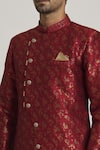 Shop_Samyukta Singhania_Maroon Sherwani Banarasi Jacquard Woven Floral Bloom With Pant _Online_at_Aza_Fashions