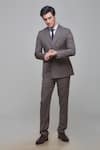 Buy_Sven suits_Grey Wool Blend Pinstripe Pattern Blazer And Pant Set _at_Aza_Fashions