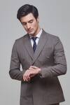 Buy_Sven suits_Grey Wool Blend Pinstripe Pattern Blazer And Pant Set _Online_at_Aza_Fashions