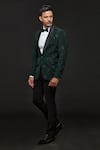 Buy_Sven suits_Green Stretch Polyester Blend Embroidery Rosette Tuxedo Pant Set _at_Aza_Fashions