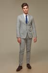 Buy_Sven suits_Grey Polywool Pinstripe Vertical Pattern Blazer And Pant Set _at_Aza_Fashions